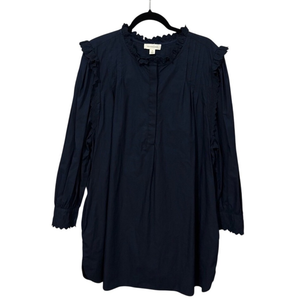 Treasure & Bond Blue Ruffled Bishop‎ Sleeve Dress